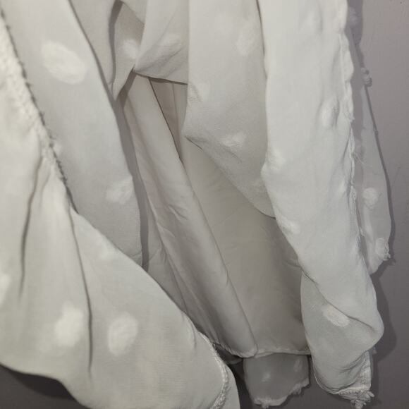 Teacrew Babydoll Mini Dress Size Small White Smocked Romantic Ruffles Boho Tired - Picture 7 of 12